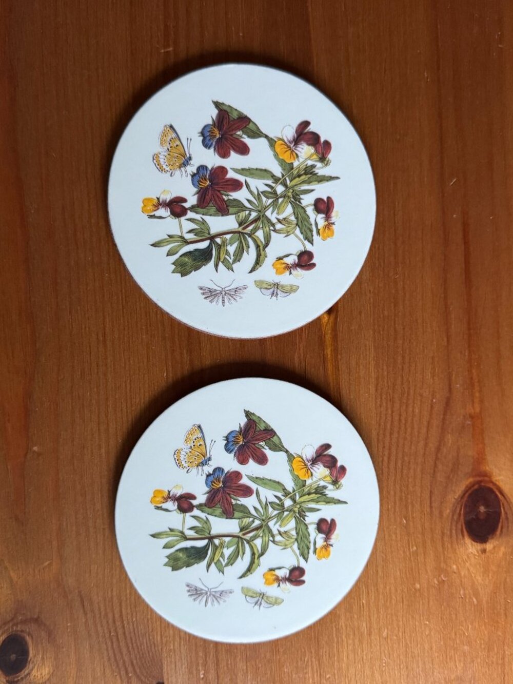 Vintage Portmeirion Botanic Garden Round Coasters Set of 6 with Box - Cork Base - Picture 5 of 11